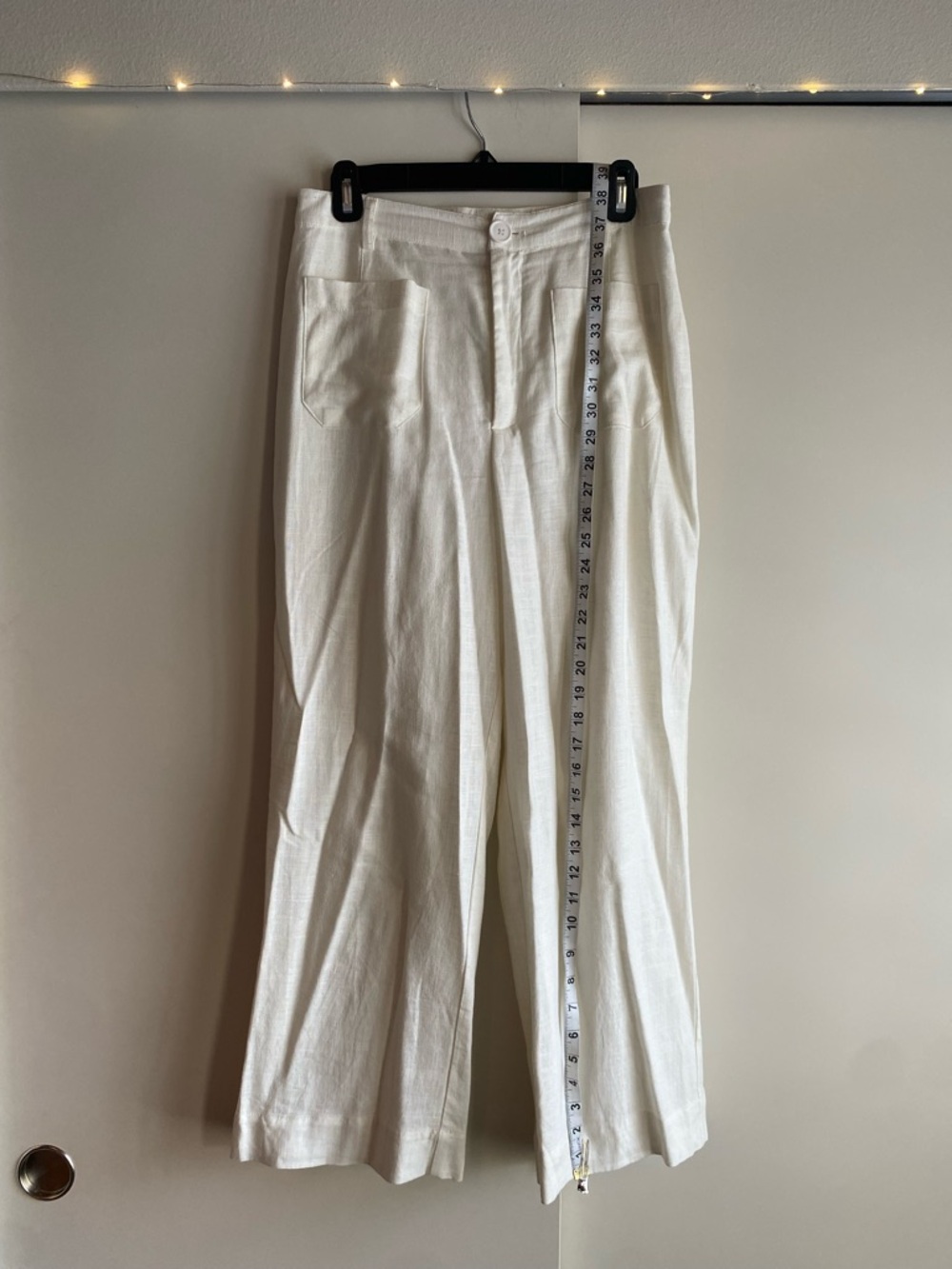 Halogen Cream Linen Blend Button Front Pants/ Trousers | Size S